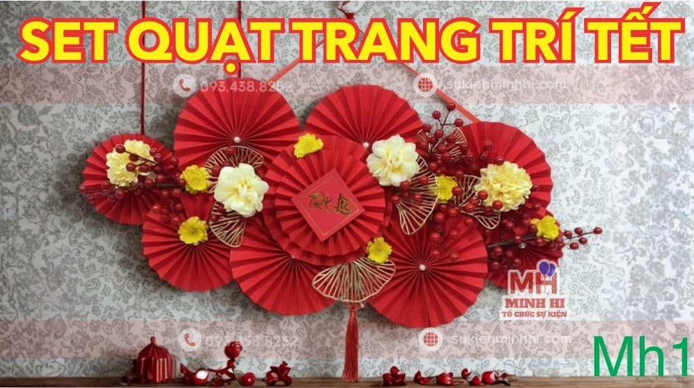 Set quạt trang trí Tết