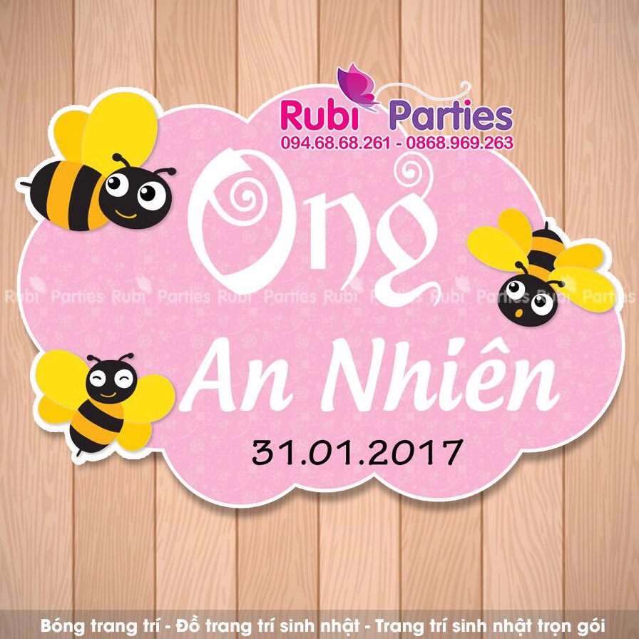 Tên trang trí sinh nhật làm bằng gỗ