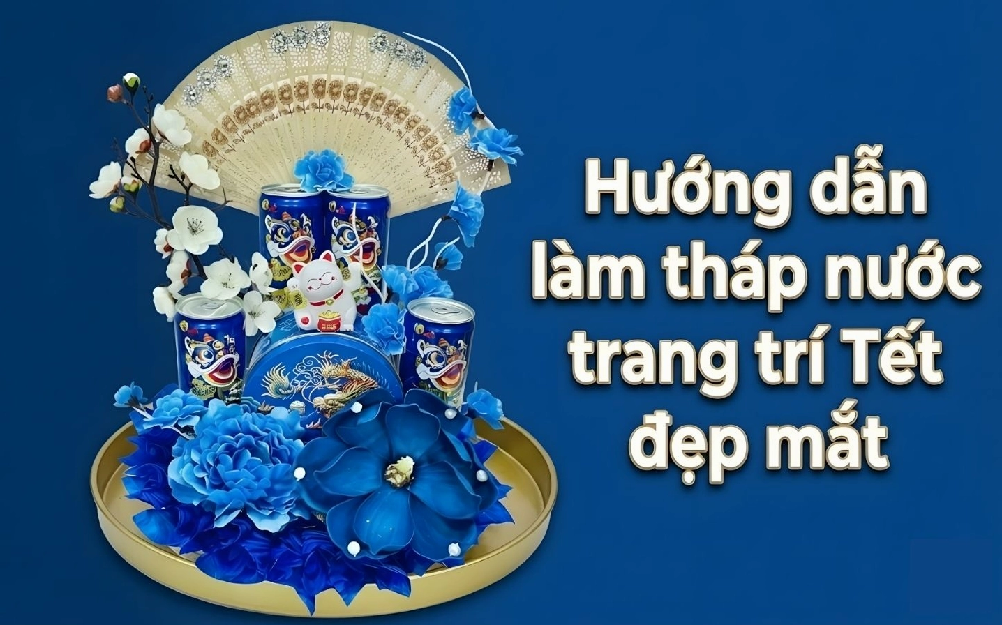 Tháp nước ngọt với nhiều loại bánh kẹo