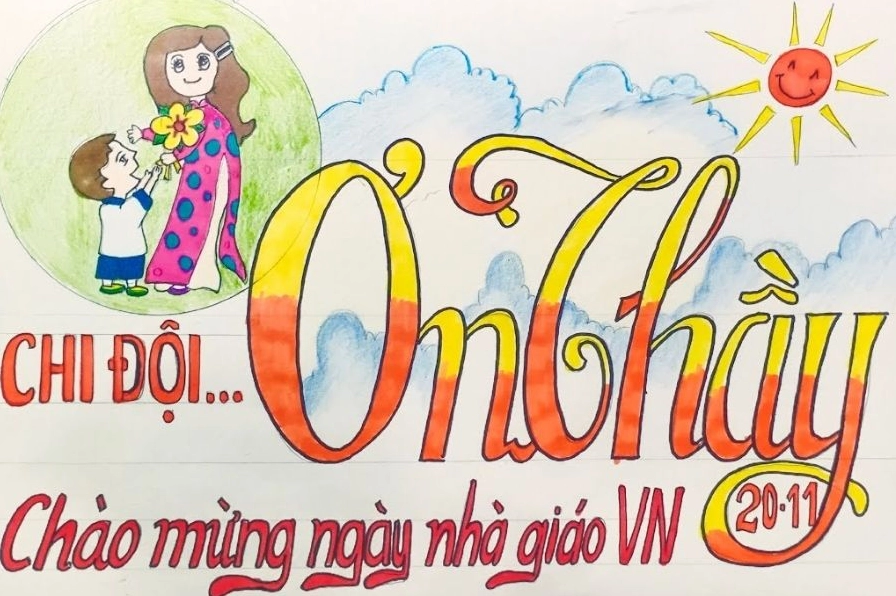 Trang trí đầu báo tường đơn giản với các hình khối