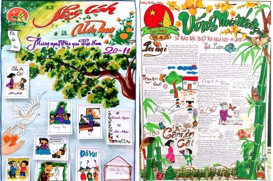 Trang trí đầu báo tường đơn giản với hình ảnh ẩm thực