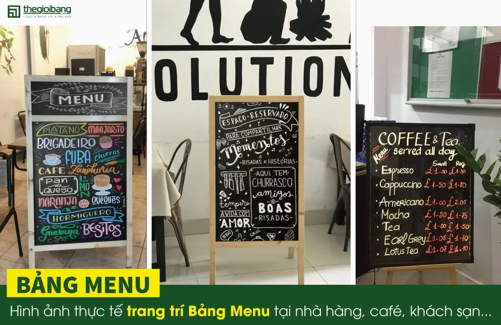 Trang trí bảng menu thực tế