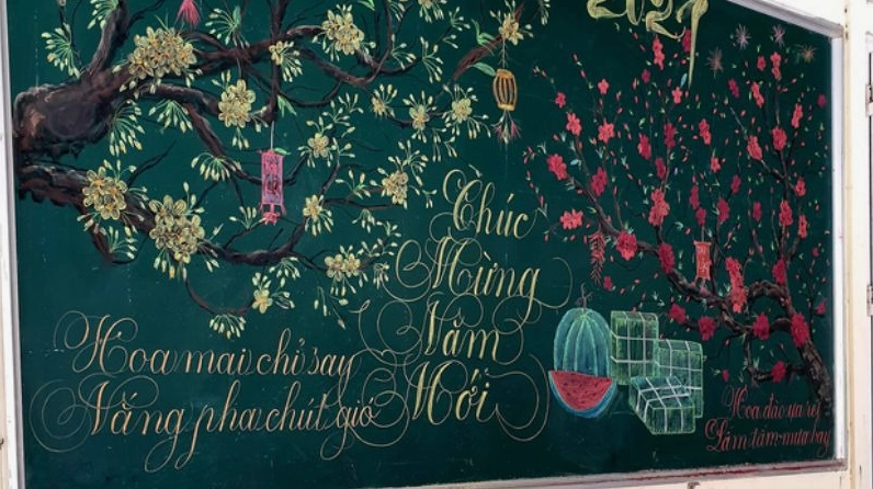 Trang trí bảng Tết Nguyên Đán hiện đại