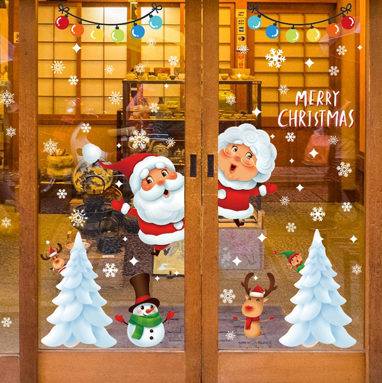 Trang trí cửa kính noel bằng dây đèn LED