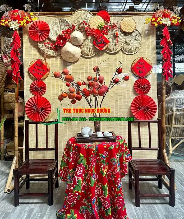 Trang trí gian hàng bằng tre