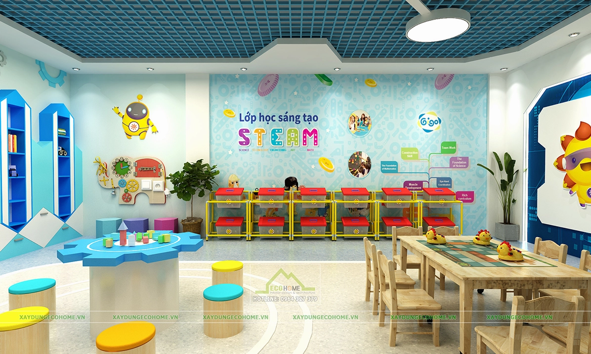 Trang trí góc STEAM mầm non sáng tạo