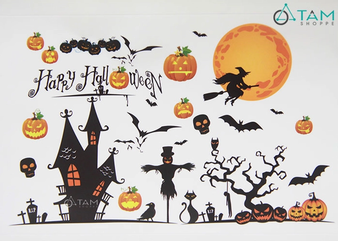 Trang trí Halloween trên cửa kính