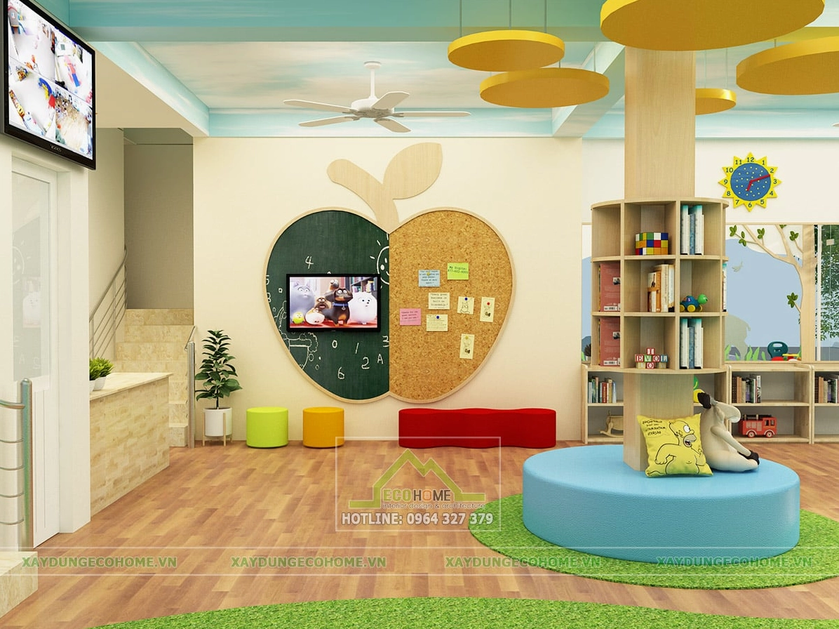 Trang trí lớp học mầm non với màu sắc tươi vui