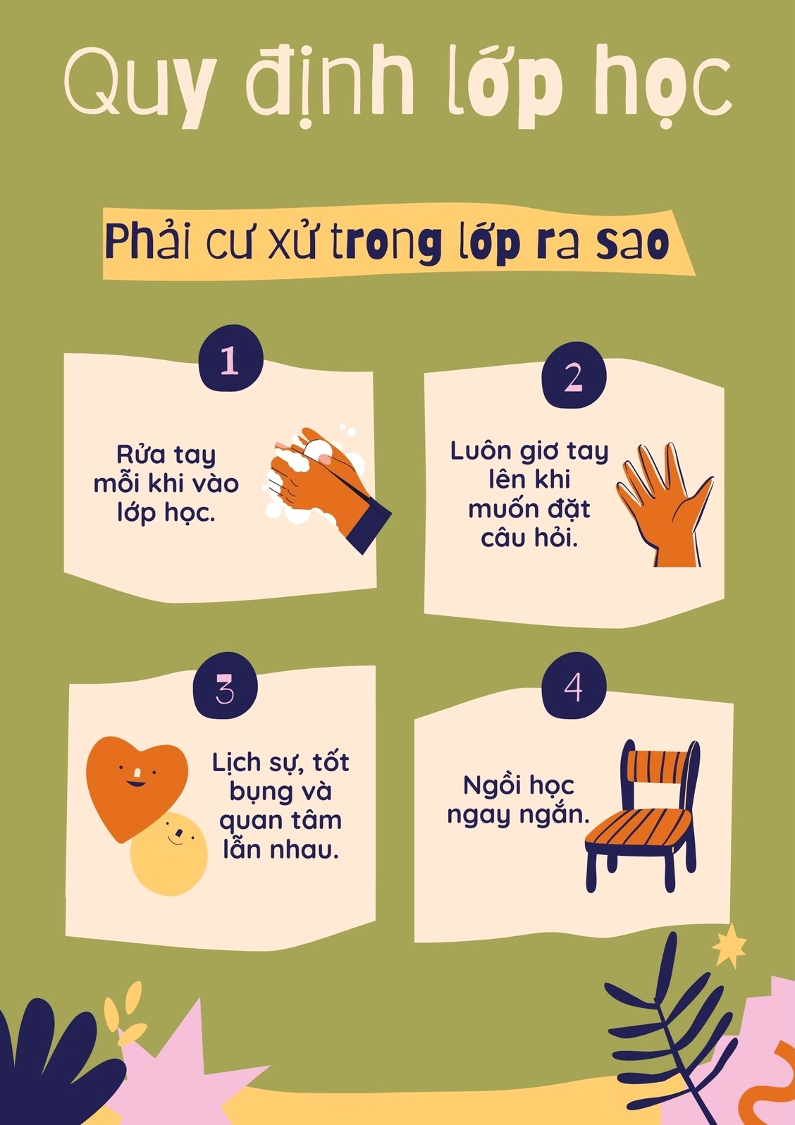Trang trí nội quy lớp học cho học sinh