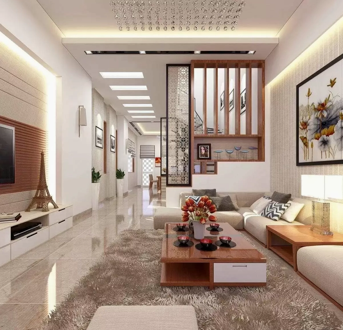 Trang trí phòng khách tối giản