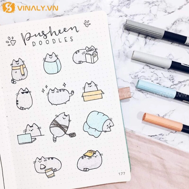 Trang trí sổ bullet journal theo phong cách dễ thương