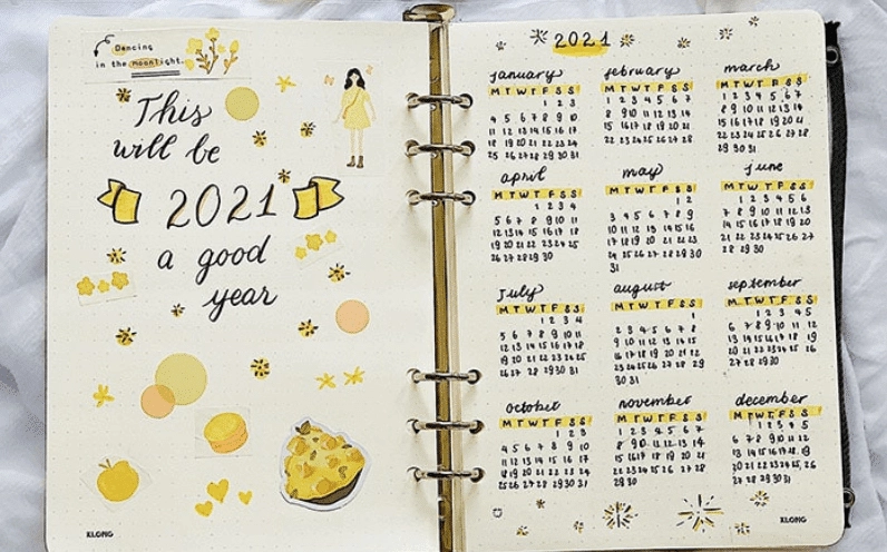 Trang trí sổ tay bullet journal đẹp mắt