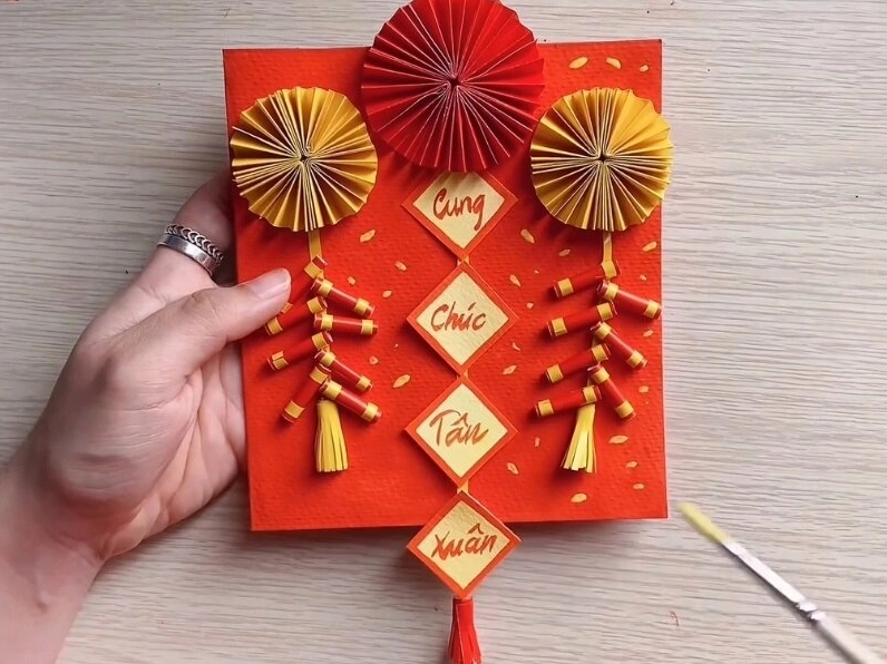 Trang trí thiệp Tết đơn giản