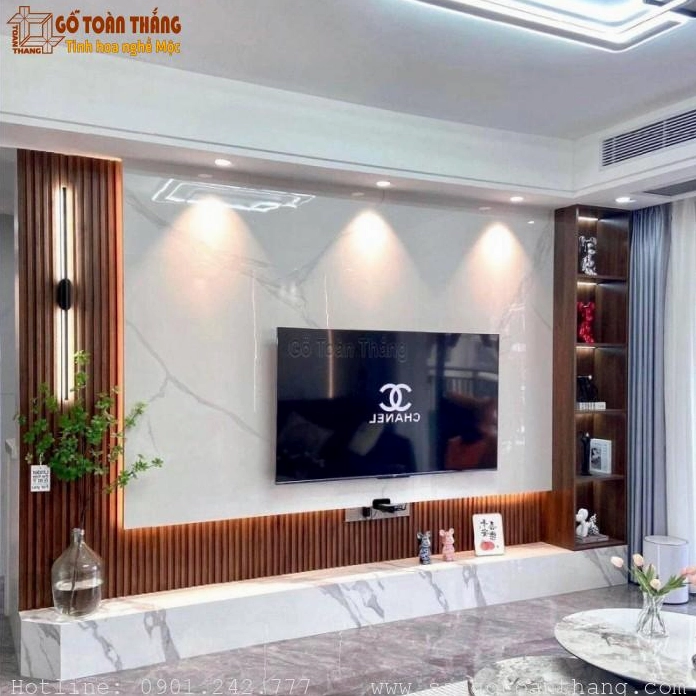 Vách tivi phòng khách tối giản