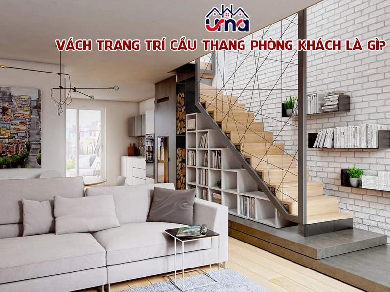 Vách trang trí cầu thang phòng khách