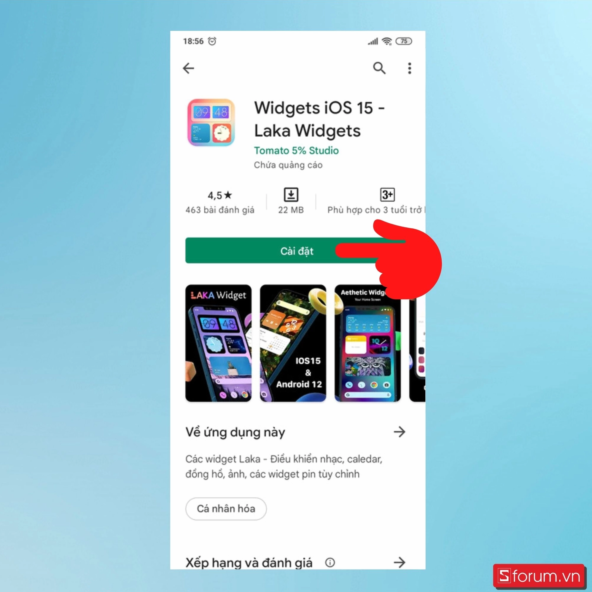 Widget iOS 15 cho Android