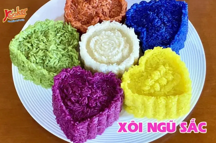 Xôi ngũ sắc hình hoa