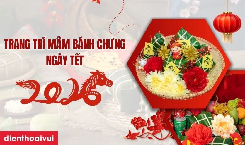 Ý tưởng trang trí mâm bánh chưng đơn giản mà đẹp